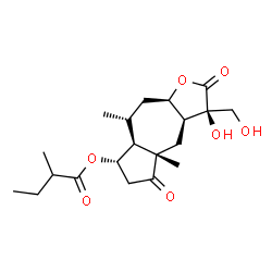 ChemSpider 2D Image | (3R,3aS,4aS,7S,7aS,8R,9aR)-3-Hydroxy-3-(hydroxymethyl)-4a,8-dimethyl-2,5-dioxododecahydroazuleno[6,5-b]furan-7-yl 2-methylbutanoate | C20H30O7