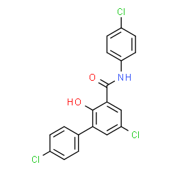 ChemSpider 2D Image | 4',5-Dichloro-N-(4-chlorophenyl)-2-hydroxy-3-biphenylcarboxamide | C19H12Cl3NO2