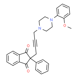 ChemSpider 2D Image | 2-{4-[4-(2-Methoxyphenyl)-1-piperazinyl]-2-butyn-1-yl}-2-phenyl-1H-indene-1,3(2H)-dione | C30H28N2O3
