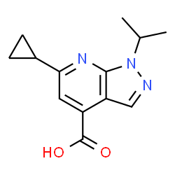 ChemSpider 2D Image | 6-cyclopropyl-1-isopropylpyrazolo[3,4-b]pyridine-4-carboxylic acid | C13H15N3O2
