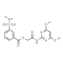 ChemSpider 2D Image | 2-[(4,6-Dimethoxy-2-pyrimidinyl)amino]-2-oxoethyl 3-(methylsulfamoyl)benzoate | C16H18N4O7S