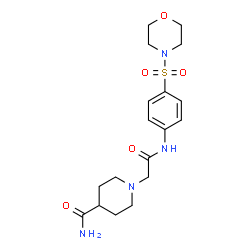 ChemSpider 2D Image | 1-(2-{[4-(4-Morpholinylsulfonyl)phenyl]amino}-2-oxoethyl)-4-piperidinecarboxamide | C18H26N4O5S