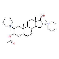 ChemSpider 2D Image | (2beta,3alpha,5alpha,16beta,17beta)-3-Acetoxy-17-hydroxy-2,16-bis(1-methyl-1-piperidiniumyl)androstane | C33H58N2O3