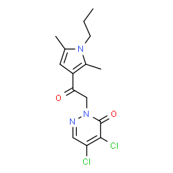 ChemSpider 2D Image | 4,5-Dichloro-2-[2-(2,5-dimethyl-1-propyl-1H-pyrrol-3-yl)-2-oxoethyl]-3(2H)-pyridazinone | C15H17Cl2N3O2
