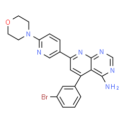 ChemSpider 2D Image | 5-(3-Bromophenyl)-7-[6-(4-morpholinyl)-3-pyridinyl]pyrido[2,3-d]pyrimidin-4-amine | C22H19BrN6O