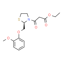 ChemSpider 2D Image | Ethyl 3-{(2R)-2-[(2-methoxyphenoxy)methyl]-1,3-thiazolidin-3-yl}-3-oxopropanoate | C16H21NO5S
