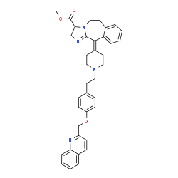 ChemSpider 2D Image | Methyl 11-(1-(2-(4-(2-quinolinylmethoxy)phenyl)ethyl)-4-piperidinylidene)-2,5,6,11-tetrahydro-3H-imidazo(2,1-b)(3)benzazepine-3-carboxylate | C37H38N4O3