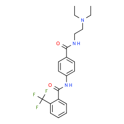 ChemSpider 2D Image | N-(4-{[2-(Diethylamino)ethyl]carbamoyl}phenyl)-2-(trifluoromethyl)benzamide | C21H24F3N3O2