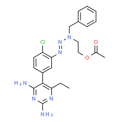 ChemSpider 2D Image | 2,4-diamino-5-(3-(3-(2-(acetyloxy)ethyl)-3-benzyltriazen-1-yl)-4-chlorophenyl)-6-ethylpyrimidine | C23H26ClN7O2