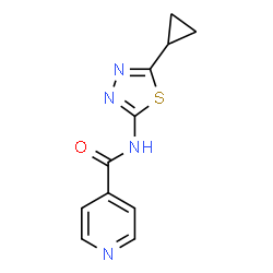 ChemSpider 2D Image | N-(5-Cyclopropyl-1,3,4-thiadiazol-2-yl)isonicotinamide | C11H10N4OS