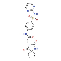 ChemSpider 2D Image | 2-(2,4-Dioxo-1,3-diazaspiro[4.4]non-3-yl)-N-[4-(2-pyrimidinylsulfamoyl)phenyl]acetamide | C19H20N6O5S