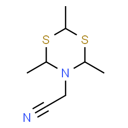 ChemSpider 2D Image | (2,4,6-Trimethyl-1,3,5-dithiazinan-5-yl)acetonitrile | C8H14N2S2
