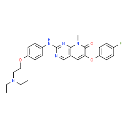 ChemSpider 2D Image | 2-({4-[2-(Diethylamino)ethoxy]phenyl}amino)-6-(4-fluorophenoxy)-8-methylpyrido[2,3-d]pyrimidin-7(8H)-one | C26H28FN5O3