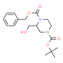 ChemSpider 2D Image | 1-benzyl 4-tert-butyl 2-(hydroxymethyl)piperazine-1,4-dicarboxylate | C18H26N2O5