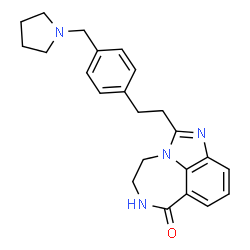 ChemSpider 2D Image | 2-{2-[4-(1-Pyrrolidinylmethyl)phenyl]ethyl}-5,6-dihydroimidazo[4,5,1-jk][1,4]benzodiazepin-7(4H)-one | C23H26N4O