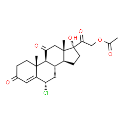 ChemSpider 2D Image | (6alpha)-6-Chloro-17-hydroxy-3,11,20-trioxopregn-4-en-21-yl acetate | C23H29ClO6