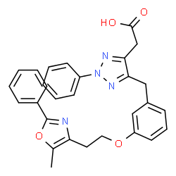 ChemSpider 2D Image | (5-{3-[2-(5-Methyl-2-phenyl-1,3-oxazol-4-yl)ethoxy]benzyl}-2-phenyl-2H-1,2,3-triazol-4-yl)acetic acid | C29H26N4O4