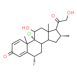 ChemSpider 2D Image | (6alpha,8xi,10xi,13xi,14xi,16alpha,17xi)-9-Chloro-6-fluoro-11,21-dihydroxy-16-methylpregna-1,4-diene-3,20-dione | C22H28ClFO4