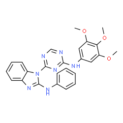 ChemSpider 2D Image | N-Phenyl-1-{4-[(3,4,5-trimethoxyphenyl)amino]-1,3,5-triazin-2-yl}-1H-benzimidazol-2-amine | C25H23N7O3