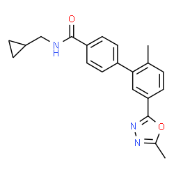 ChemSpider 2D Image | N-(Cyclopropylmethyl)-2'-methyl-5'-(5-methyl-1,3,4-oxadiazol-2-yl)-4-biphenylcarboxamide | C21H21N3O2
