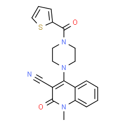 ChemSpider 2D Image | 1-Methyl-2-oxo-4-[4-(2-thienylcarbonyl)-1-piperazinyl]-1,2-dihydro-3-quinolinecarbonitrile | C20H18N4O2S