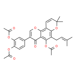 ChemSpider 2D Image | 4-[5-Acetoxy-8,8-dimethyl-6-(3-methyl-2-buten-1-yl)-4-oxo-4H,8H-pyrano[2,3-f]chromen-3-yl]-1,2-phenylene diacetate | C31H30O9