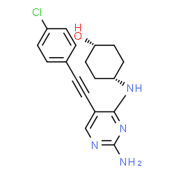 ChemSpider 2D Image | cis-4-({2-Amino-5-[(4-chlorophenyl)ethynyl]-4-pyrimidinyl}amino)cyclohexanol | C18H19ClN4O