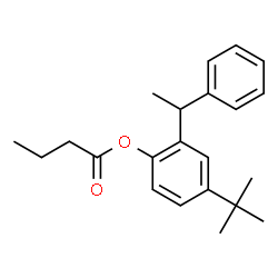 ChemSpider 2D Image | 4-(2-Methyl-2-propanyl)-2-(1-phenylethyl)phenyl butyrate | C22H28O2