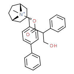ChemSpider 2D Image | (3-endo,8-syn)-8-(4-Biphenylylmethyl)-3-[(3-hydroxy-2-phenylpropanoyl)oxy]-8-methyl-8-azoniabicyclo[3.2.1]octane | C30H34NO3