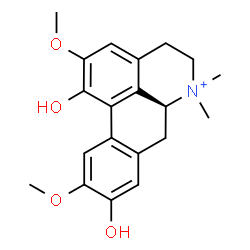 ChemSpider 2D Image | (6aS)-1,9-Dihydroxy-2,10-dimethoxy-6,6-dimethyl-5,6,6a,7-tetrahydro-4H-dibenzo[de,g]quinolinium | C20H24NO4