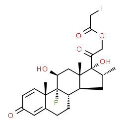 ChemSpider 2D Image | (11beta,16alpha)-9-Fluoro-11,17-dihydroxy-16-methyl-3,20-dioxopregna-1,4-dien-21-yl iodoacetate | C24H30FIO6