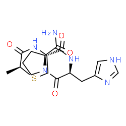 ChemSpider 2D Image | N-{[(3R,6S)-6-Methyl-5-oxo-3-thiomorpholinyl]carbonyl}-L-histidyl-L-prolinamide | C17H24N6O4S