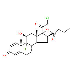 ChemSpider 2D Image | (11beta,16beta)-21-Chloro-9-fluoro-11-hydroxy-16-methyl-3,20-dioxopregna-1,4-dien-17-yl butyrate | C26H34ClFO5