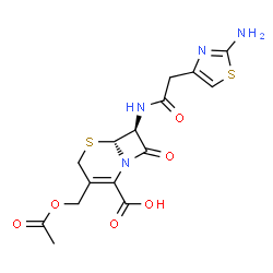 ChemSpider 2D Image | (6R-trans)-3-(Acetoxymethyl)-7-((2-aminothiazol-4-yl)acetamido)-8-oxo-5-thia-1-azabicyclo(4.2.0)oct-2-ene-2-carboxylic acid | C15H16N4O6S2