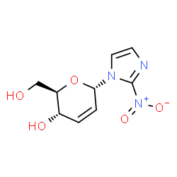 ChemSpider 2D Image | 1-(2,3-Dideoxy-alpha-D-erythro-hex-2-enopyranosyl)-2-nitro-1H-imidazole | C9H11N3O5