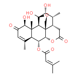 ChemSpider 2D Image | (1beta,6alpha,11beta,12alpha)-1,11,12-Trihydroxy-2,16-dioxo-11,20-epoxypicras-3-en-6-yl 3-methyl-2-butenoate | C25H32O9