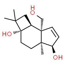 ChemSpider 2D Image | (2aS,4aS,5R,7aS,7bS)-7a-(Hydroxymethyl)-2,2,4a-trimethyl-1,2,3,4,4a,5,7a,7b-octahydro-2aH-cyclobuta[e]indene-2a,5-diol | C15H24O3