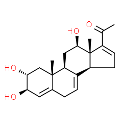 ChemSpider 2D Image | 2-alpha,3-beta,12-beta-Trihydroxypregna-4,7,16-trien-20-one | C21H28O4