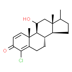 ChemSpider 2D Image | 4-Chloro-11-hydroxy-17-methylandrosta-1,4-dien-3-one | C20H27ClO2