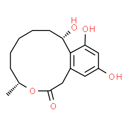 ChemSpider 2D Image | (4R,10S)-10,11,13-Trihydroxy-4-methyl-1,4,5,6,7,8,9,10-octahydro-2H-3-benzoxacyclododecin-2-one | C16H22O5