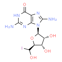 ChemSpider 2D Image | (5R)-8-Amino-5'-C-iodoguanosine | C10H13IN6O5