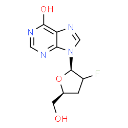 ChemSpider 2D Image | 2',3'-Dideoxy-2'-fluoroinosine | C10H11FN4O3