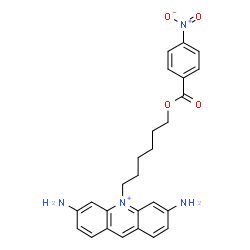 ChemSpider 2D Image | 3,6-Diamino-10-{6-[(4-nitrobenzoyl)oxy]hexyl}acridinium | C26H27N4O4