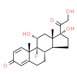 ChemSpider 2D Image | (11alpha)-9-Fluoro-11,17,21-trihydroxypregna-1,4-diene-3,20-dione | C21H27FO5