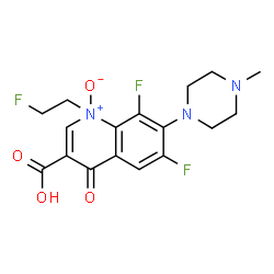 ChemSpider 2D Image | 6,8-Difluoro-1-(2-fluoroethyl)-7-(4-methyl-1-piperazinyl)-4-oxo-1,4-dihydro-3-quinolinecarboxylic acid 1-oxide | C17H18F3N3O4