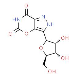ChemSpider 2D Image | 3beta-D-Ribofuranosylpyrazolo(3,4-e)(1,3)oxazine-5,7(1H,6H)-dione | C10H11N3O7