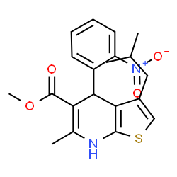 ChemSpider 2D Image | Methyl 4,7-dihydro-3-isobutyl-6-methyl-4-(nitrophenyl)thieno(2,3-b)-pyridine-5-carboxylate | C20H22N2O4S