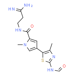 ChemSpider 2D Image | N-(3-Amino-3-iminopropyl)-4-(2-formamido-4-methyl-1,3-thiazol-5-yl)-1-methyl-1H-pyrrole-2-carboxamide | C14H18N6O2S