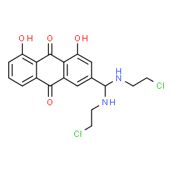 ChemSpider 2D Image | 3-{Bis[(2-chloroethyl)amino]methyl}-1,8-dihydroxy-9,10-anthraquinone | C19H18Cl2N2O4
