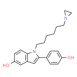 ChemSpider 2D Image | 1-[6-(1-Aziridinyl)hexyl]-2-(4-hydroxyphenyl)-1H-indol-5-ol | C22H26N2O2